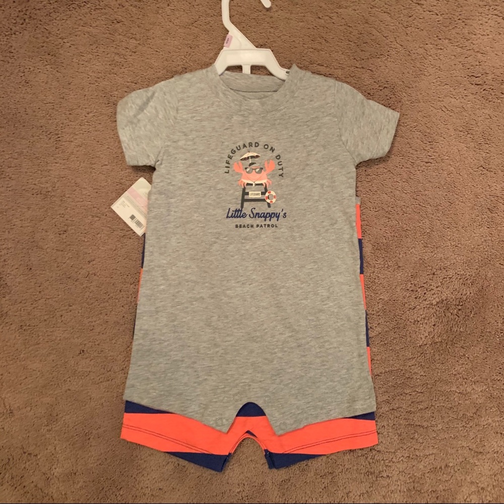 CARTERS Baby Boy Crab Rompers - Picture 3 of 5